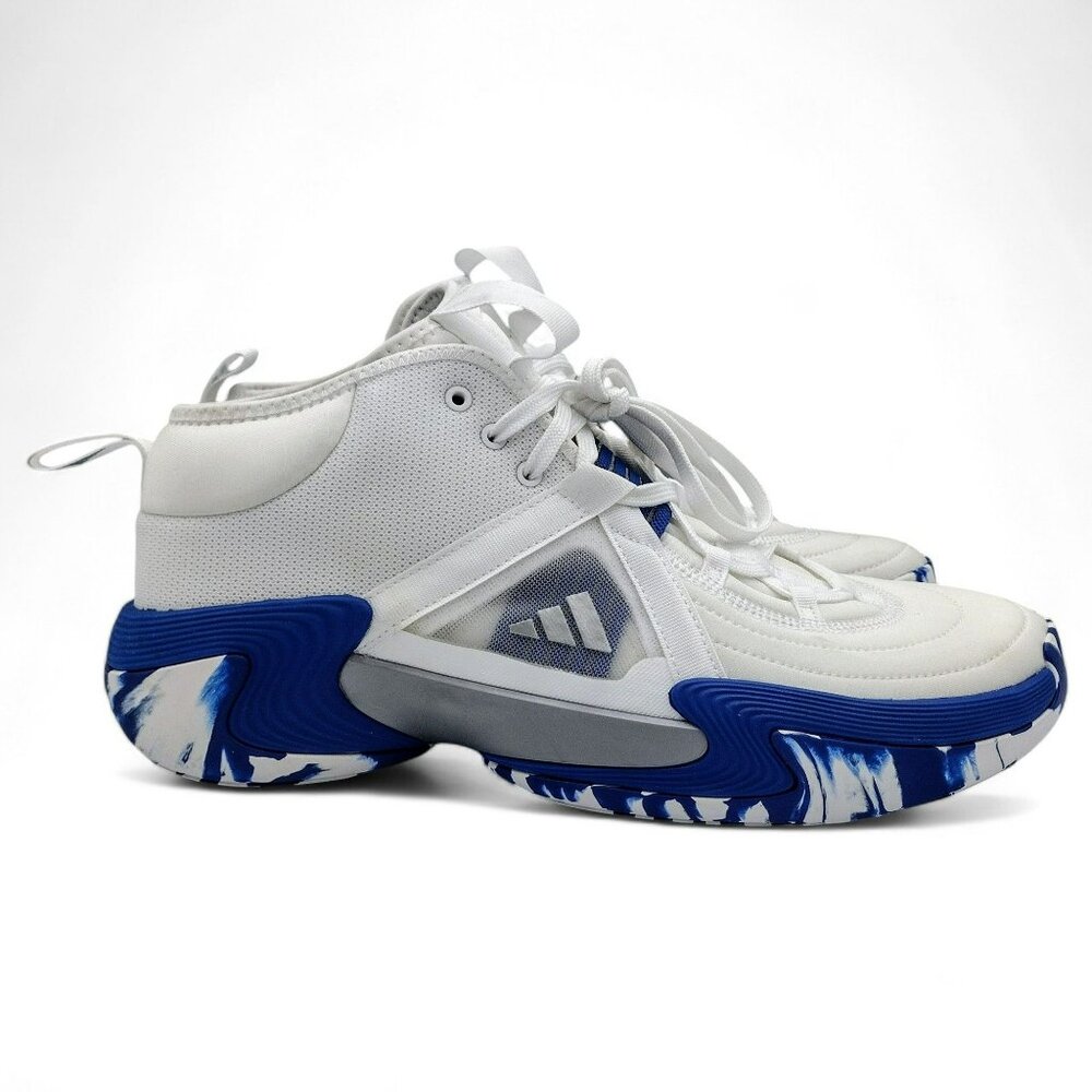 Adidas Exhibit Select Basketball Shoes White/Blue Marble IE9333 Women's Size 11